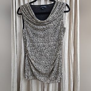 Cable & Gauge size Large Tan and Black sleeveless Ruched stretchy tank.